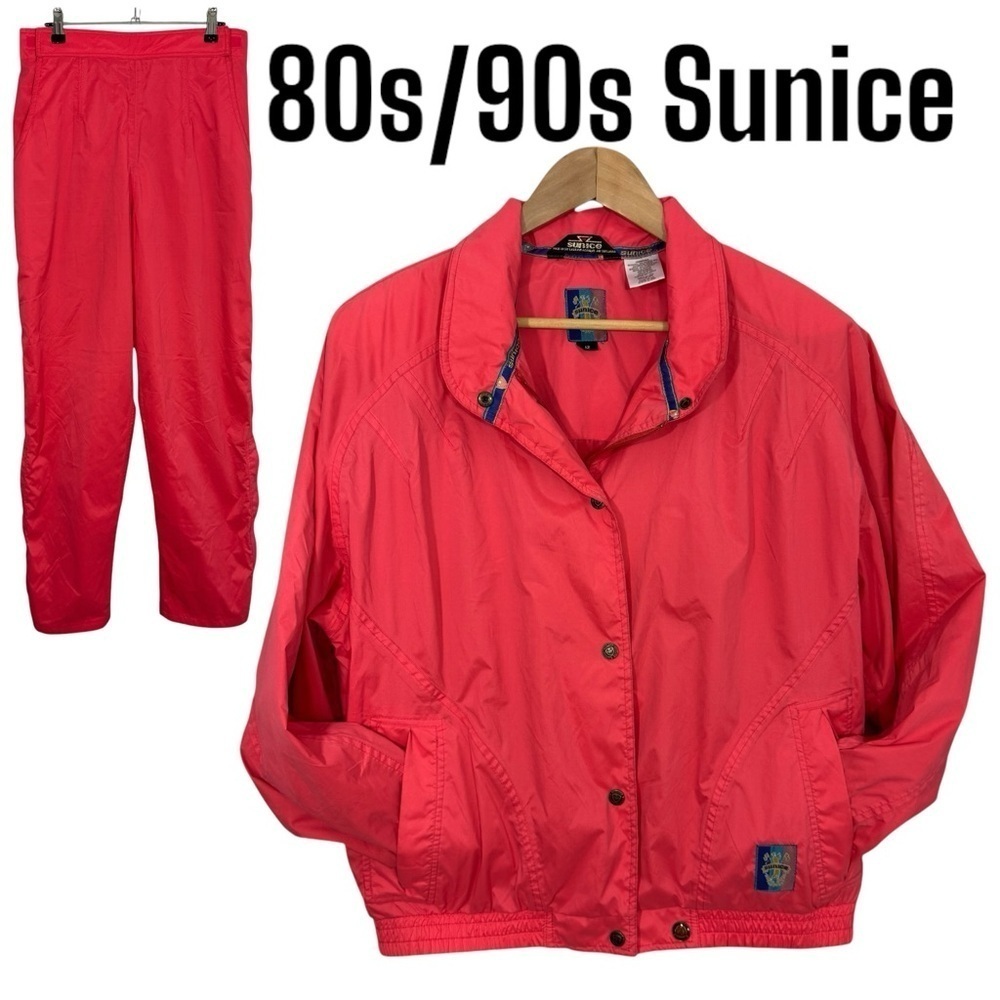 Vintage Sunice Golf Ski Suit Womens 12 Melon Pink 2 Piece Set Jacket Pants EUC!